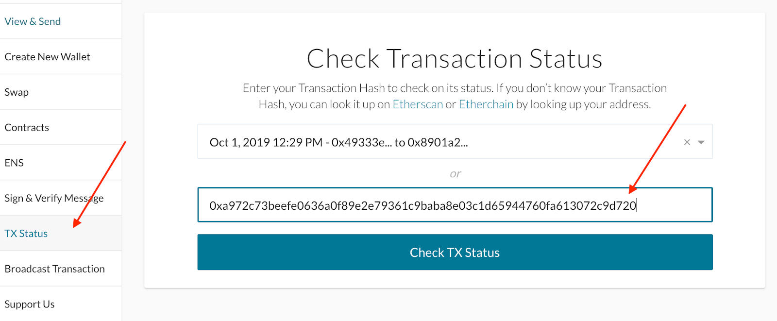 &quot;Transaction Status&quot;